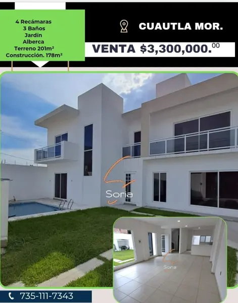 CASA EN VENTA CUAUTLA CON ALBERCA...!!! 

Excelente ubicación, a tan solo una hora y veinte minutos