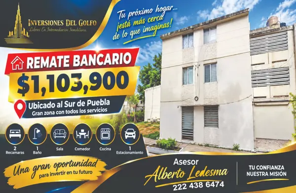 Departamentos hipotecarios disponibles en Fovissste San Roque, Puebla