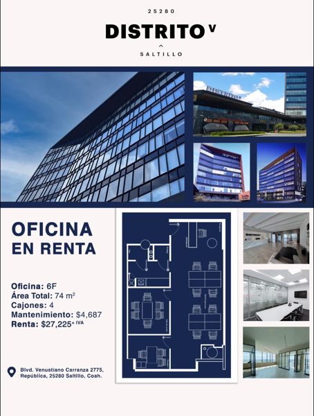 Oficina en renta Distrito V