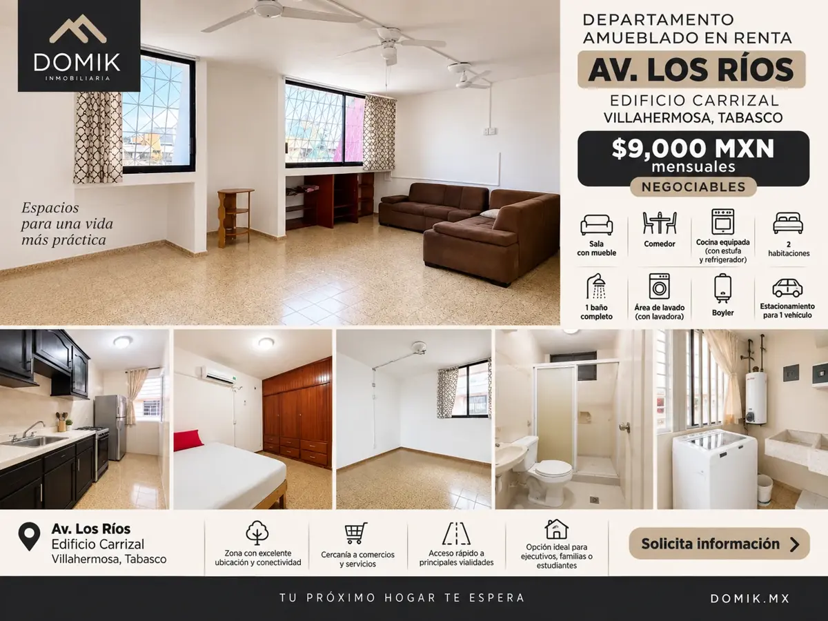 Departamento en renta en Los Ríos, Centro — foto 1 de 9