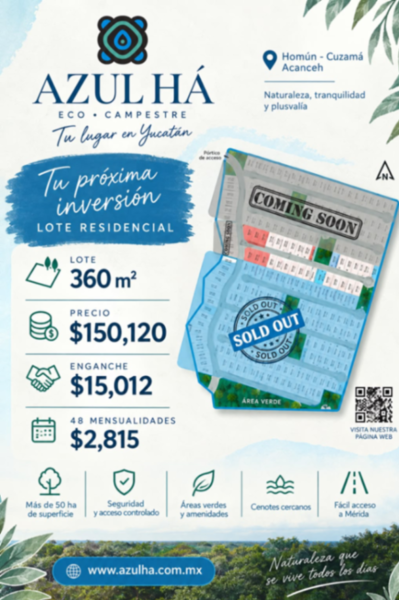 Terreno en venta / Azul Ha / Seyé, Yucatán