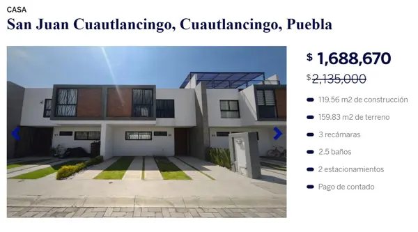 Casa de Oportunidad de Recuperación Bancaria, Cuautlancingo, Puebla