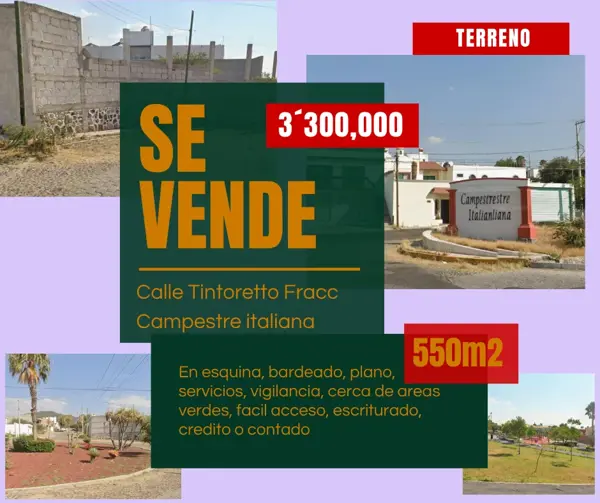 Terreno Habitacional en Venta en Campestre Italiana, Querétaro