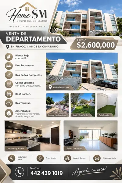 VENTA DEPARTAMENTO QUERÉTARO FRACC CONDESA CIMATARIO LIBRAMIENTO NORPONIENTE.