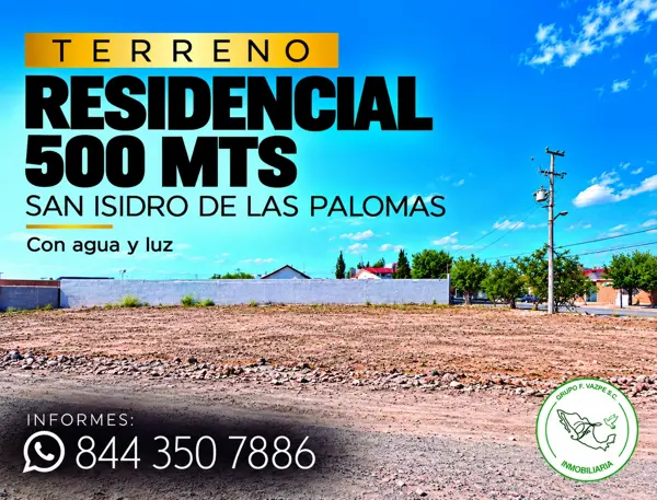Terreno Residencial en Venta | 500 m² | San Isidro de las Palomas