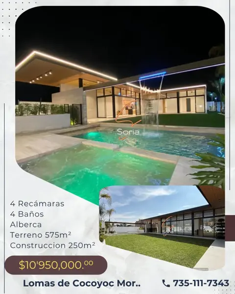 Casa en  Lomas de Cocoyoc 


Precio: $10,950,000 MXN