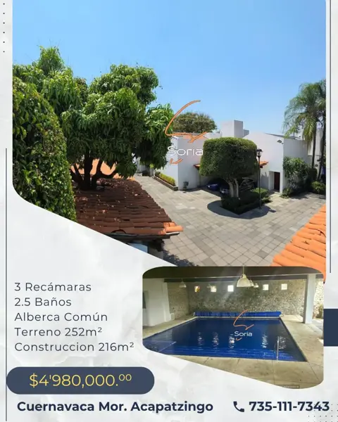 CASA EN VENTA 

Cuernavaca Acapatzingo Vendo casa en con vigilancia
