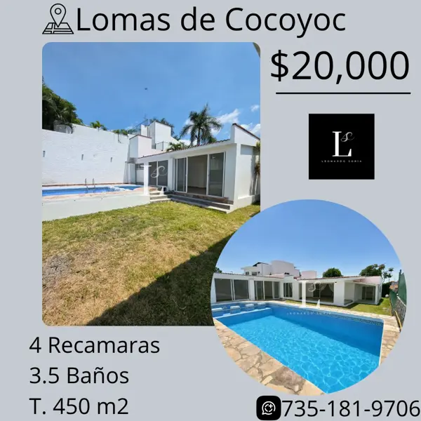 Casa en renta en Lomas de Cocoyoc, Atlatlahucan, Morelos