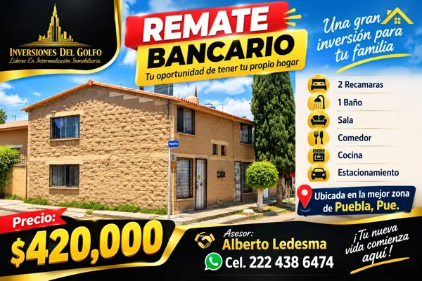 Casa en Remate Bancario en Zona Residencial de Geovillas del Sur, Puebla
