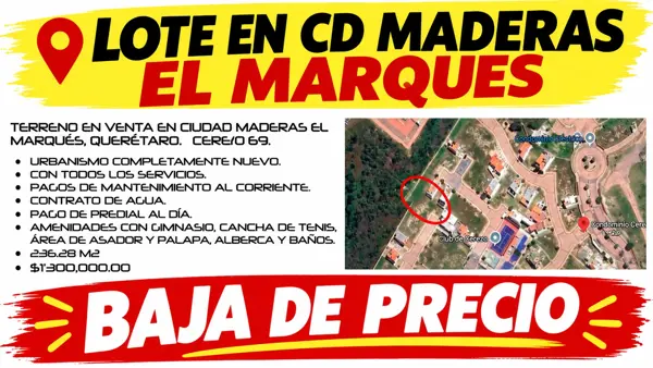 TERRENO RESIDENCIAL EN VENTA...QUERETARO EL MARQUES CEREZO BAJA DE PRECIO 1,300,000 A 1,000,000.00