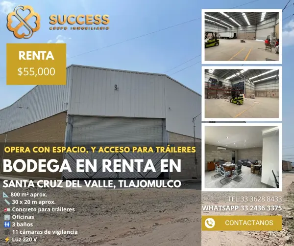 BODEGA EN RENTA – SANTA CRUZ DEL VALLE, TLAJOMULCO