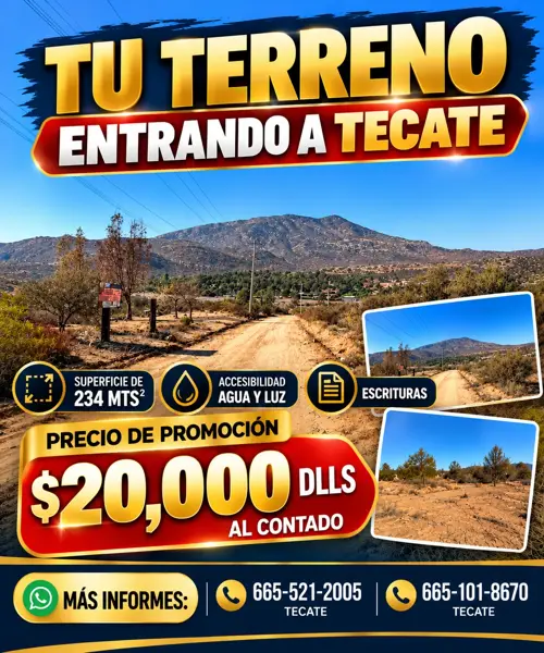 Terreno en venta en Bicentenario, Tecate, Baja California