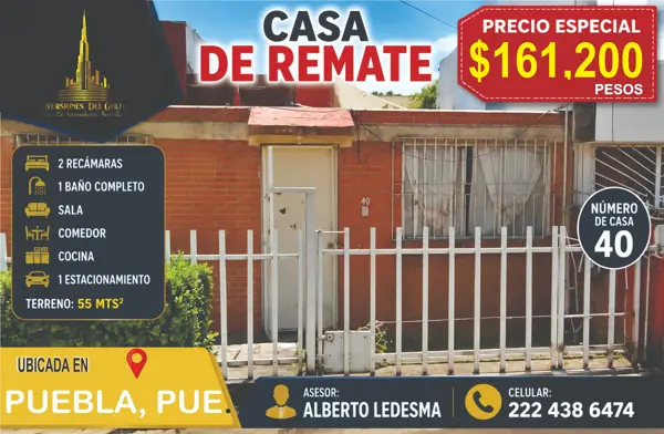 Casa en Lares de San Alfonso, Puebla - Remate Hipotecario con Jardín y Patio