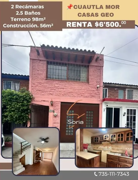 CASA GEO EN RENTA REMODELADA