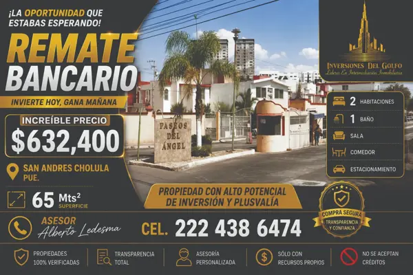 Oportunidad en Remate: Casa en San Andrés Cholula, Puebla