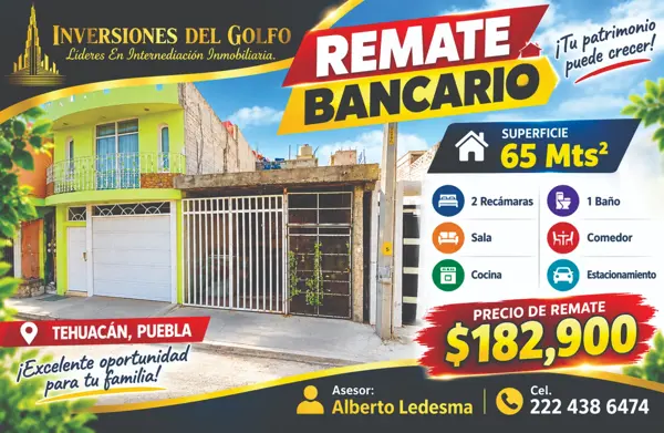 Remate Inmobiliario: Casa de Una Planta en Paseo de San Pedro, Tehuacán