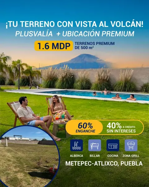 Terreno en Fracc. en  Metepec; Atlixco ( cerca de las truchas)