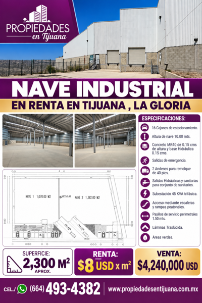 NAVE INDUSTRIAL EN RENTA Y VENTA