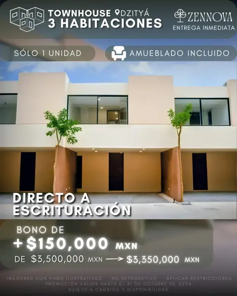 ÚLTIMO Townhouse Amueblado en Venta en Zennova Living en Dzitya — foto 1 de 18