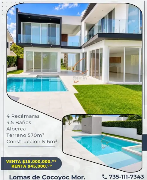 CASA EN RENTA O VENTA

 EN LOMAS DE COCOYOC MORLEOS