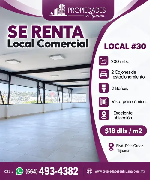 LOCAL COMERCIAL 200 M EN RENTA EN TIJUANA, BLVD. DIAZ ORDAZ(#30)
