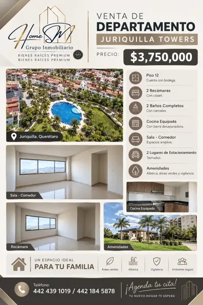 VENTA DEPARTAMENTO QUERÉTARO EN BIOSFERA TOWERS JURIQUILLA.