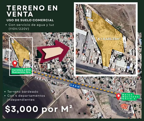 Terreno en venta en Buenavista, Querétaro, Querétaro