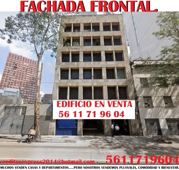 REMATO EDIFICIO COMERCIAL, T.-493 M2.,C.- 2,810 M2., 6 NIVELES, MEDIA CUADRA DE PASEO DE LA REFORMA.