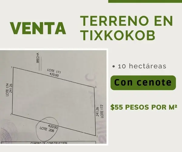 TERRENO EN VENTA CON CENOTE EN TIXKOKOB