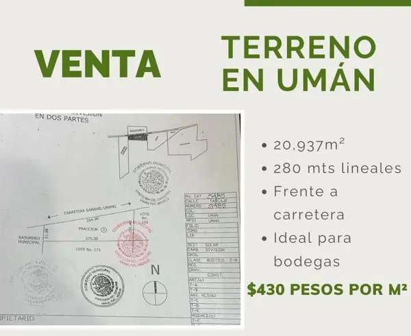TERRNEO EN VENTA EN UMAN