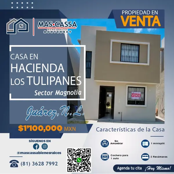Casa en venta en Hacienda los Tulipanes, Juárez, Nuevo León
