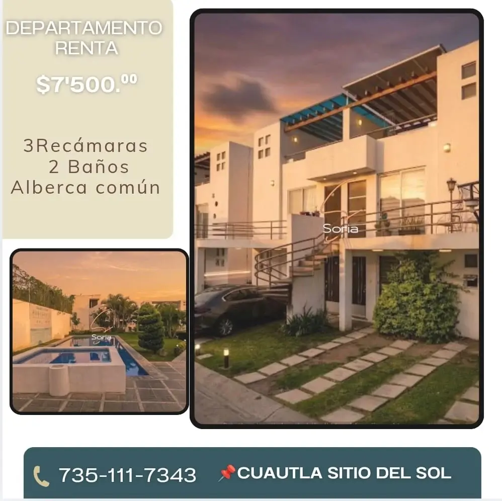Departamento en renta en Sitio del Sol, Cuautla — foto 1 de 9