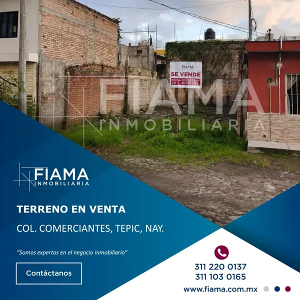 TERRENO EN VENTA EN COL. COMERCIANTES, TEPIC, NAYARIT