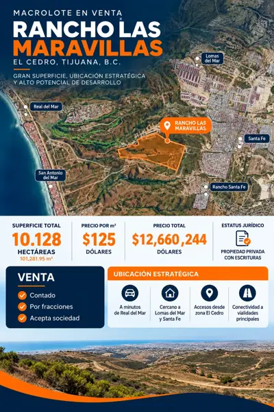 Macrolote de 10 hectáreas en venta detras de Real del Mar, Tijuana — foto 1 de 2