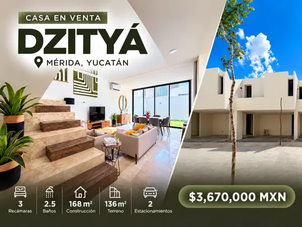 Casa en venta de 3 recámaras en Dzityá, Mérida | Infonavit y Fovissste — foto 1 de 21