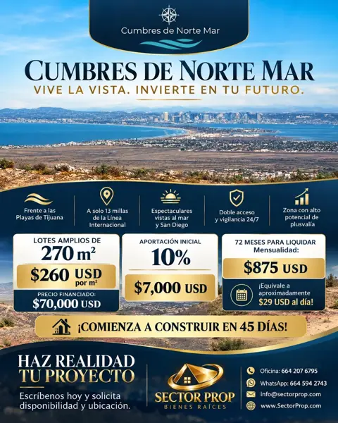 Lotes en venta en Cumbres de Nortemar, Segundo Acceso a Playas, Tijuana — foto 1 de 8