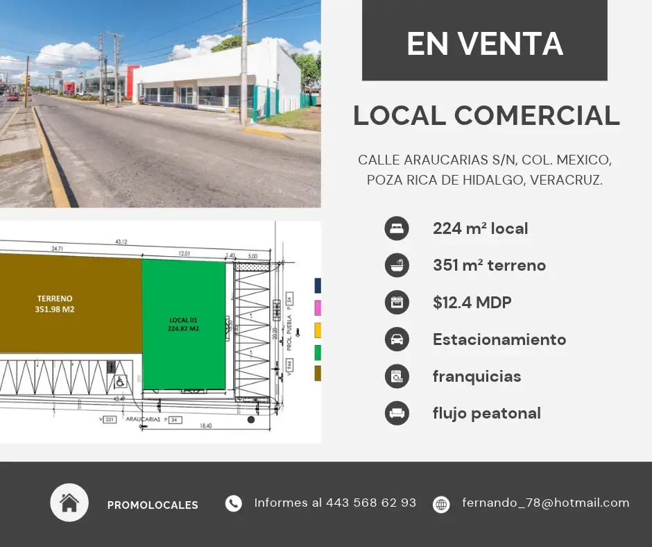 Retail Space for Sale and Rent in Mexico, Poza Rica de Hidalgo, Veracruz de Ignacio de la Llave