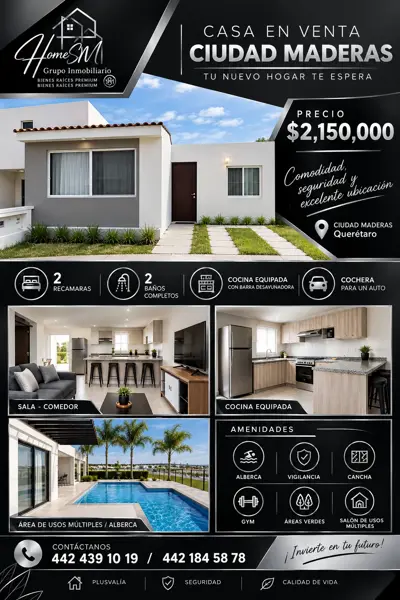 Venta Casa Querétaro de Un Nivel en Fraccionamiento Ciudad Maderas por la Uco Mondragón. — foto 1 de 10