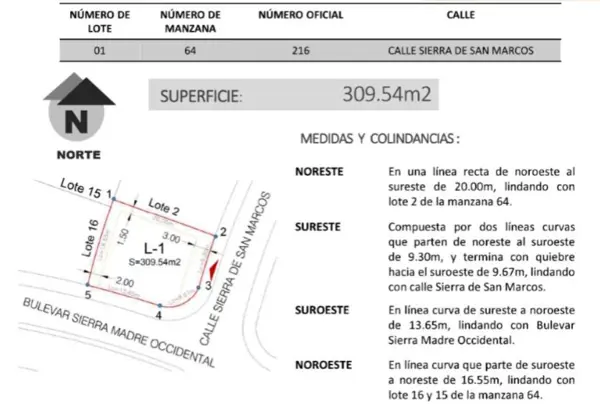 Terreno en Fraccionamiento Zanda