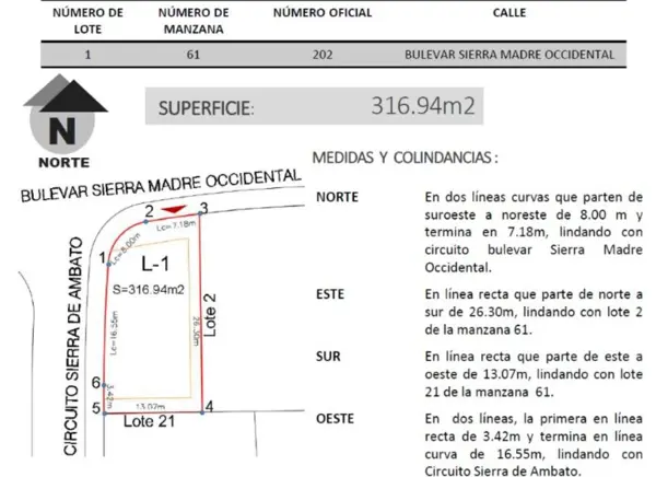 Terreno en Fraccionamiento Zanda