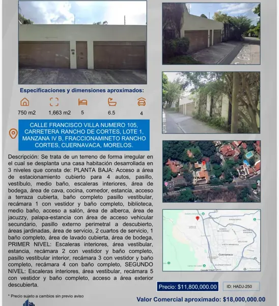 Casa en Rancho Cortes, Cuernavaca, Morelos