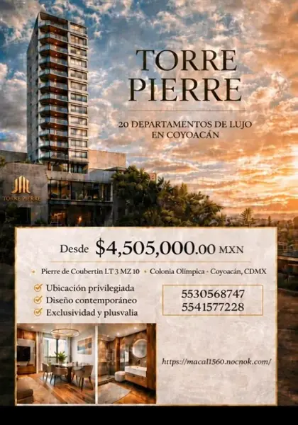 Departamento de lujo en Coyoacán: Excelente Ubicación y Comodidades Modernas — foto 1 de 8