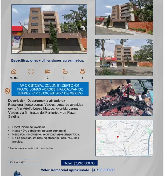 Departamento en Lomas Verdes (Conjunto Lomas Verdes), Naucalpan de Juárez, México