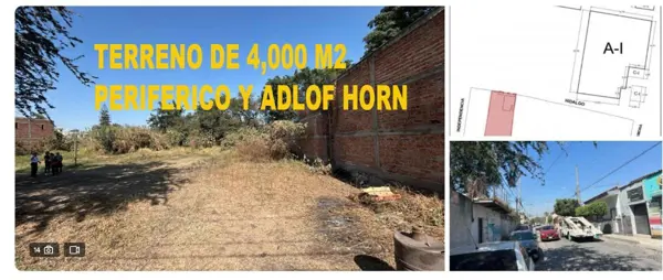 Terreno en venta y renta Guadalajara ADOLF HORN Y PERIFERICO TLAQUEPAQUE — foto 1 de 17