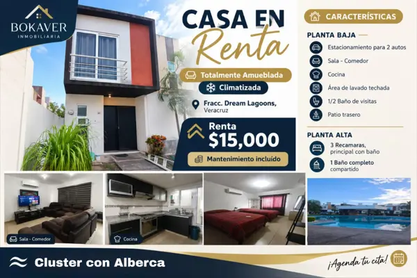 Casa en Renta en Dream Lagoons, Veracruz - Seguridad y Comodidad — foto 1 de 14