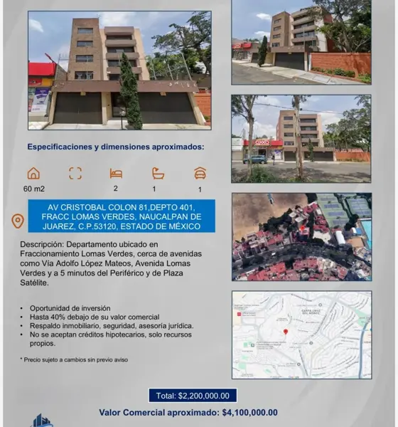 Gran Oportunidad !! Departamento en Remate en Naucalpan de Juarez!! Estado de Mexico Mv — foto 1 de 2