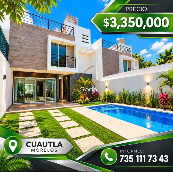 CASA EN VENTA Fracc. Volcanes de Cuautla, Morelos Precio: $3,350,000 MXN — foto 1 de 39