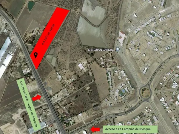 TERRENO a la VENTA 4.5 Ha´s carretera León-Lagos de Moreno — foto 1 de 2