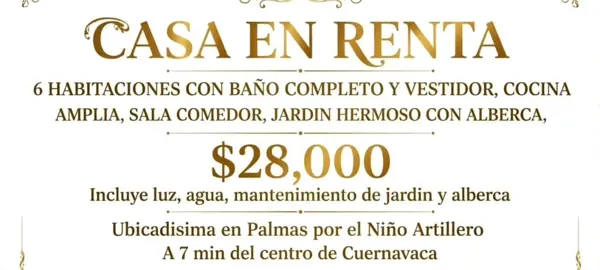 Casa en renta en Las Palmas, Cuernavaca — foto 2 de 3