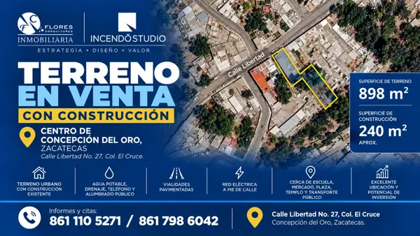 Terreno en Venta con Construcción | Centro de Concepción del Oro, Zacatecas — foto 1 de 6